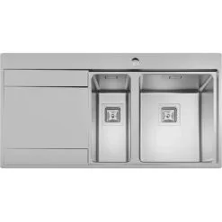 Sauber Kitchen Sink 1.5 Bowl LH Drainer Stainless Steel Modern Inset Strainer Waste 9 Sauber Kitchen Sink 1.5 Bowl LH Drainer Stainless Steel Modern Inset Strainer Waste -Kitchen Sink Shop 96393388 5