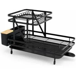 Costway 2-Tier Metal Dish Drainer Collapsible Drying Rack And Drainboard Set