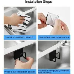 XINUY 4 Pieces Sponge Holder, Self Adhesive Sponge Holder, Waterproof Stainless Steel Sponge Holder, For Sponges, Brush, Pot Lid, Dish Towel -Kitchen Sink Shop 96869588 4