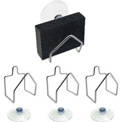 MEZHENG STAINLESS STEEL Kitchen Sponge Holder, Stainless Steel Sponge Holder Firm Suction Cup Bath Sponge Holder For Dishcloth, Sink Lid, 4 Soap Pack