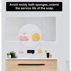 MEZHENG STAINLESS STEEL Kitchen Sponge Holder, Stainless Steel Sponge Holder Firm Suction Cup Bath Sponge Holder For Dishcloth, Sink Lid, 4 Soap Pack -Kitchen Sink Shop 97456374 3